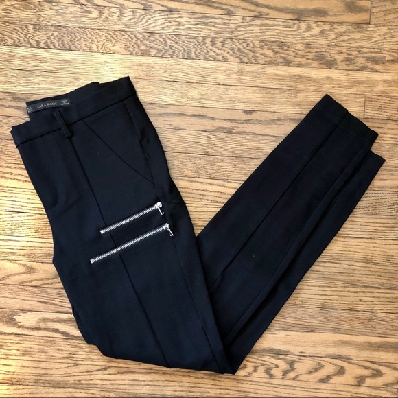 Zara Pants - Zara | Black Double Zipper Legging Pant | S